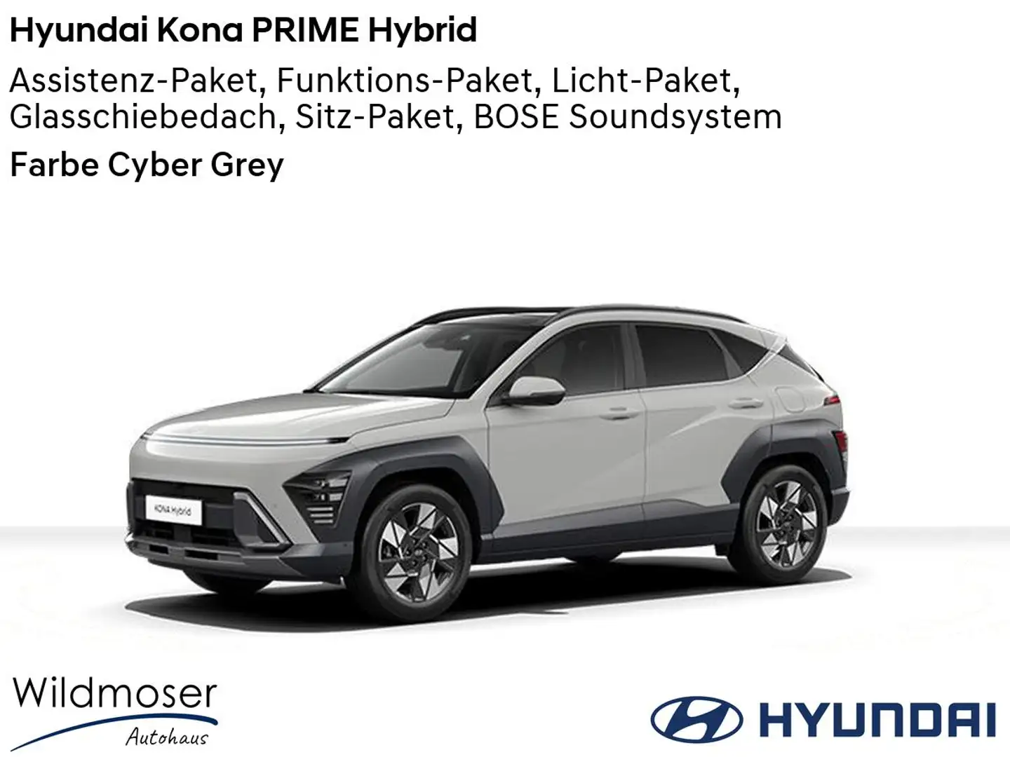 Hyundai KONA ❤️ PRIME Hybrid ⏱ Sofort verfügbar! ✔️ mit 6 Zusat Grau - 1