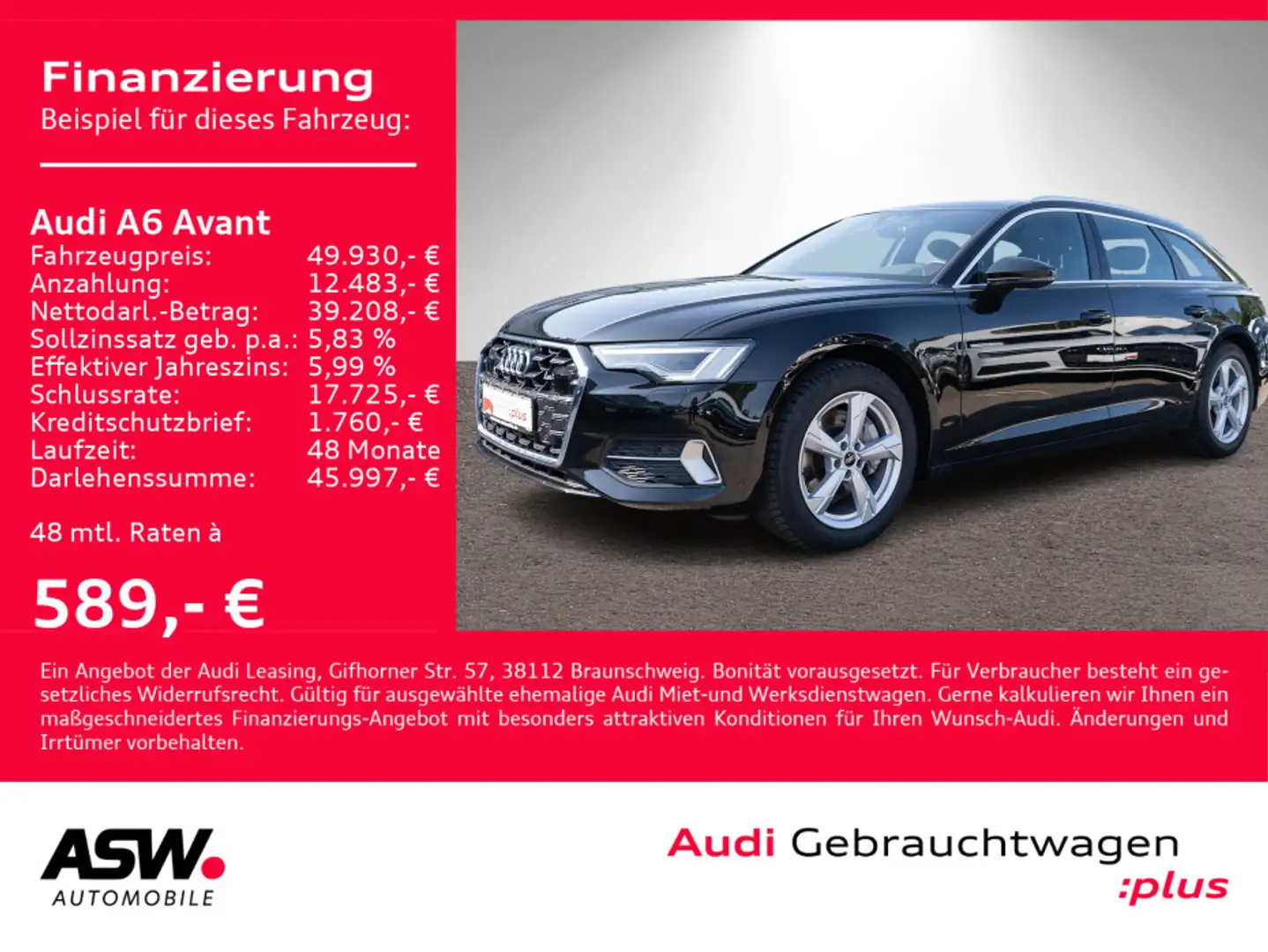 Audi A6 Avant advanced 45TFSI Navi Matrix PANO RFK VC Schwarz - 1