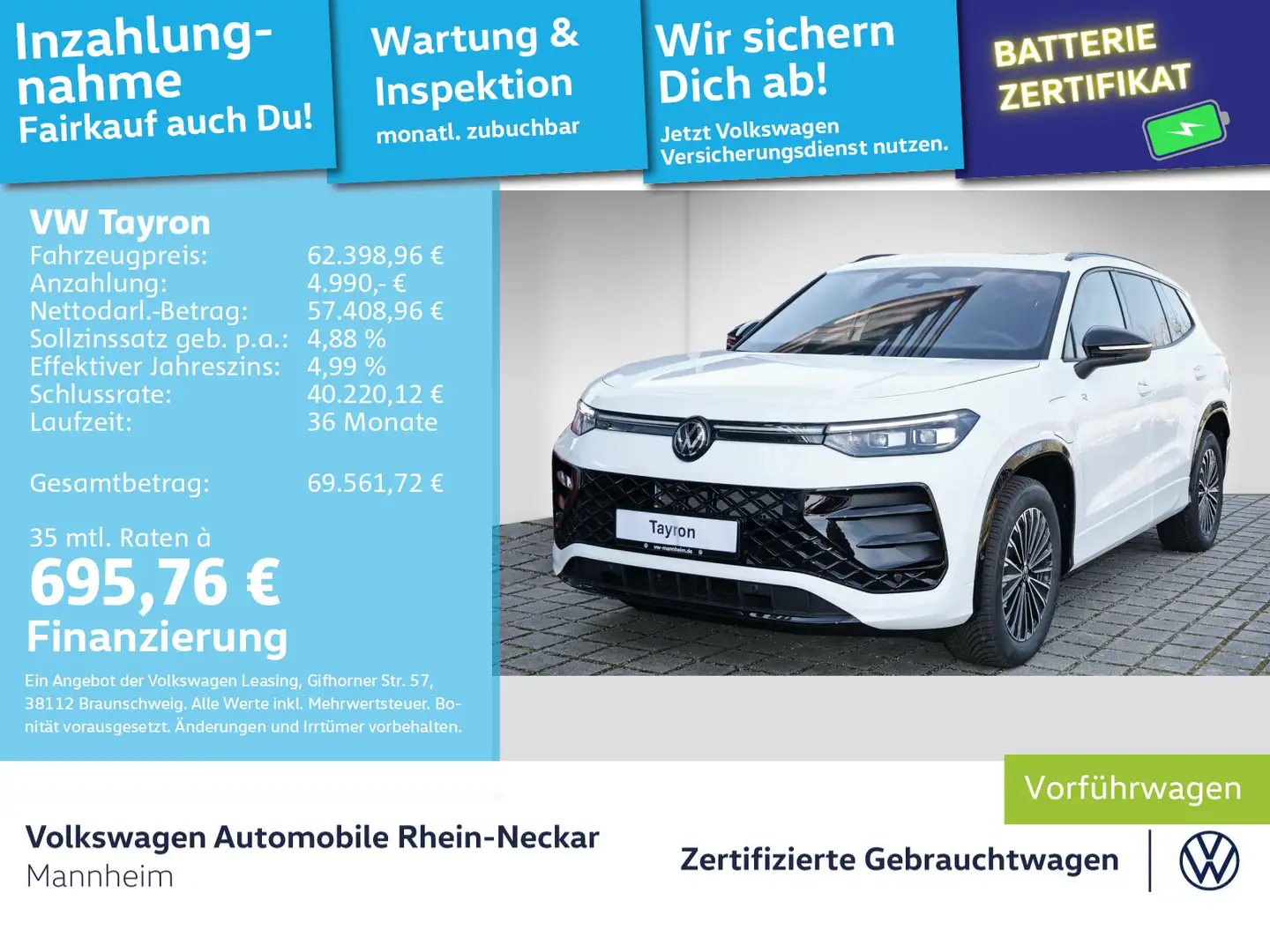 Volkswagen Tayron 1.5 TSI eHybrid R-Line AHV Pano sound uvm Weiß - 1