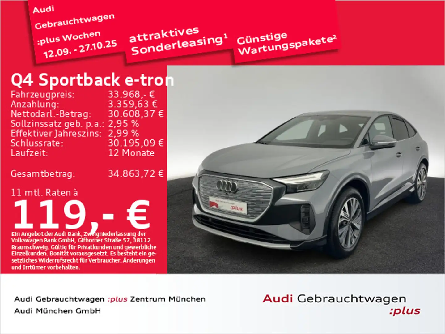 Audi Q4 e-tron 40 S line ACC/Virtual/Navi+/ Grau - 1