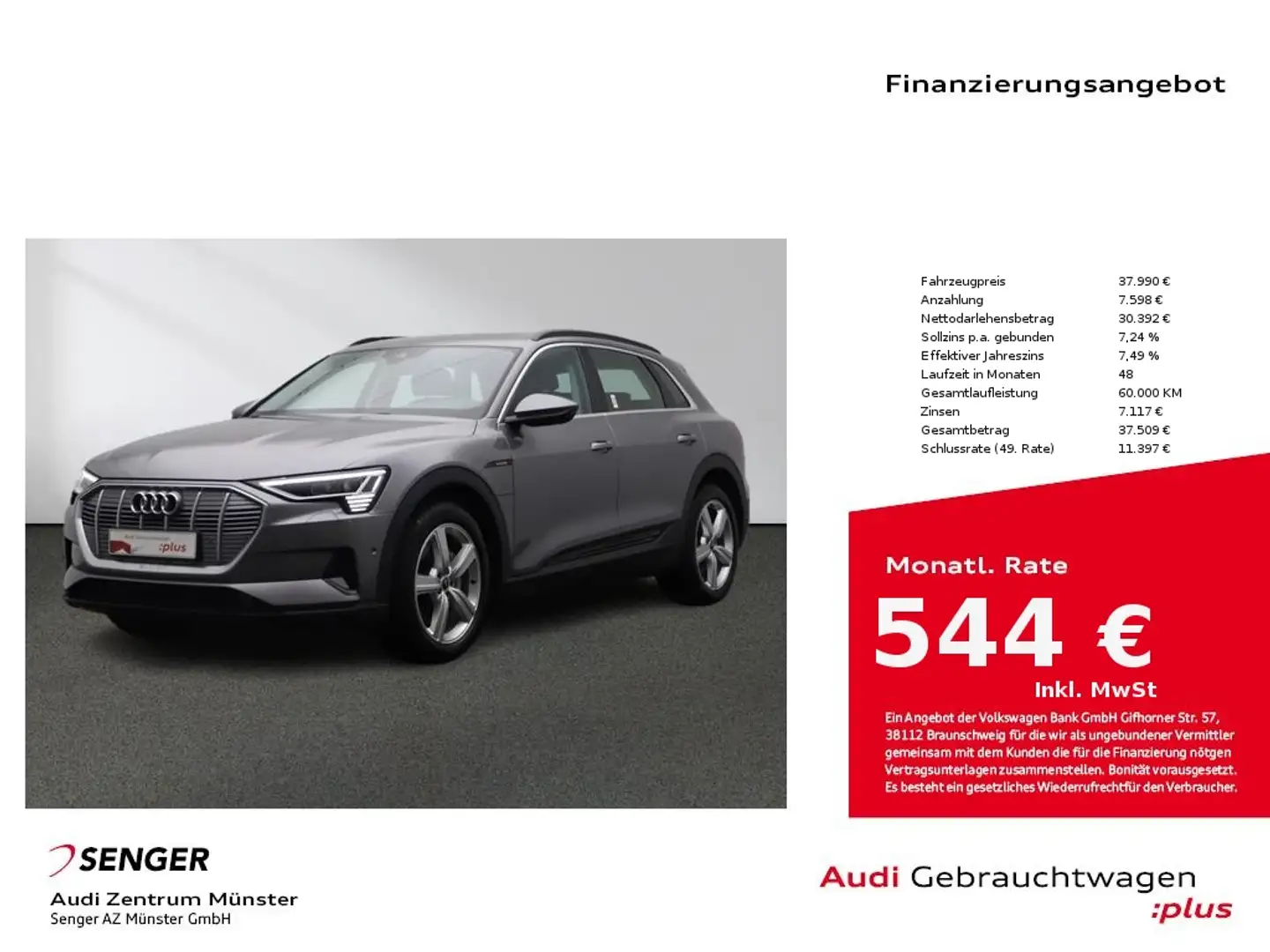 Audi e-tron 55 quattro Digitales Cockpit Glanz-Paket Grau - 1