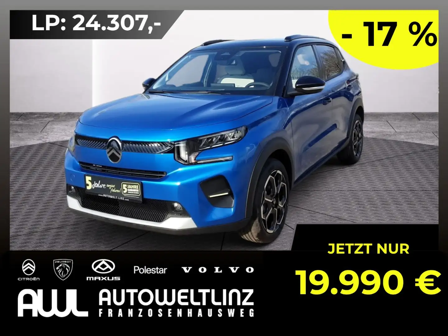 Citroen C3 Turbo 100 PS Max LED+Navi+Kam.+KlimaA+PDC Blau - 1