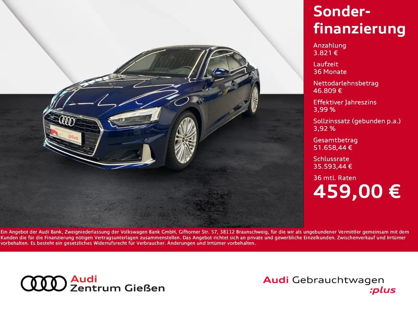 Audi A5 Sportback 40 TFSI quattro advanced B&O HuD MATR... Blau - 1