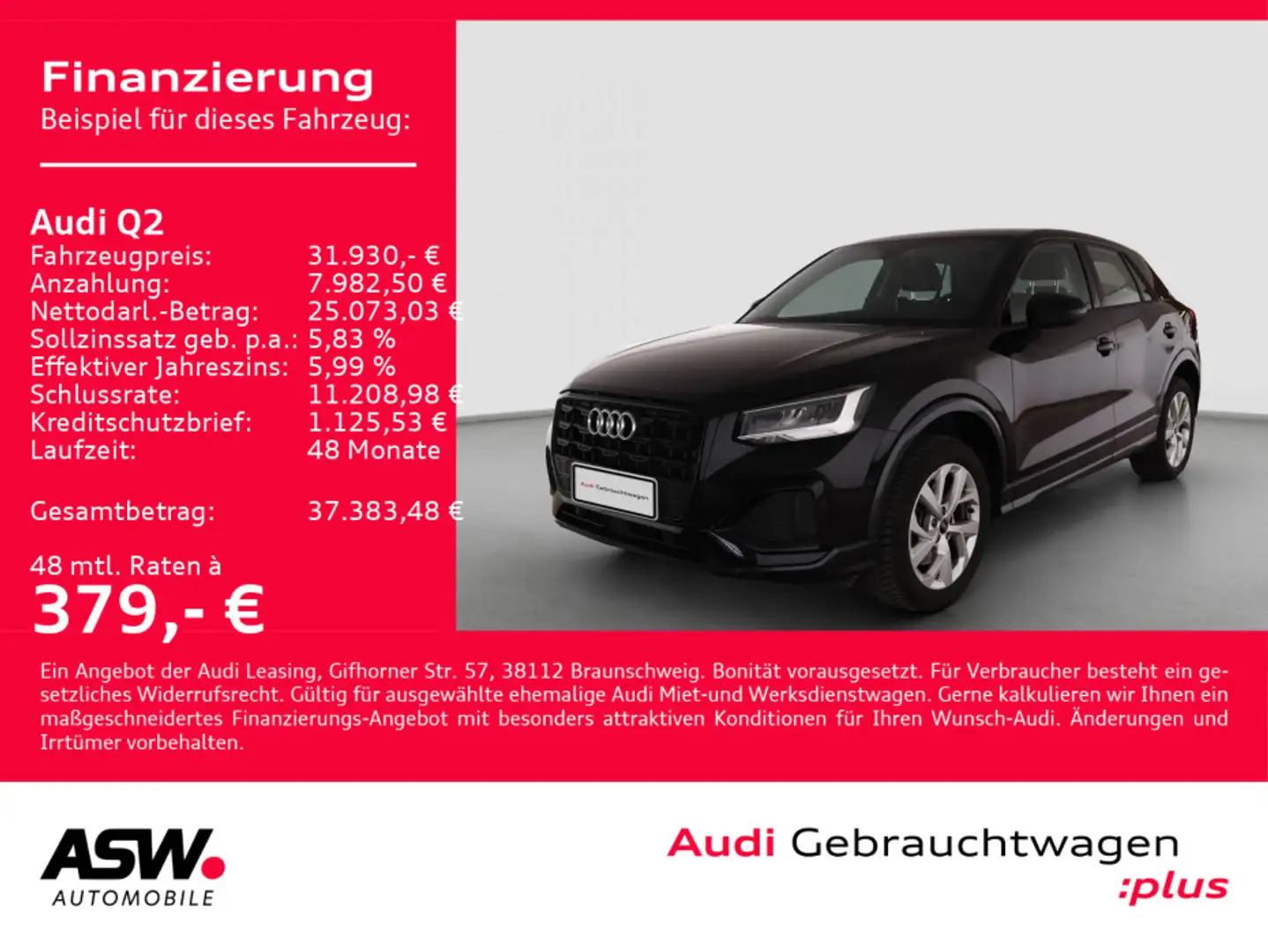 Audi Q2 advanced 35TDI Stronic NAVI LED ACC RFK LEDER Schwarz - 1