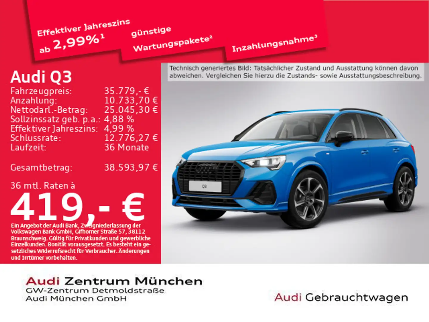 Audi Q3 35 TFSI S tronic S line AHK/Virtual+/Navi+/PD Blau - 1