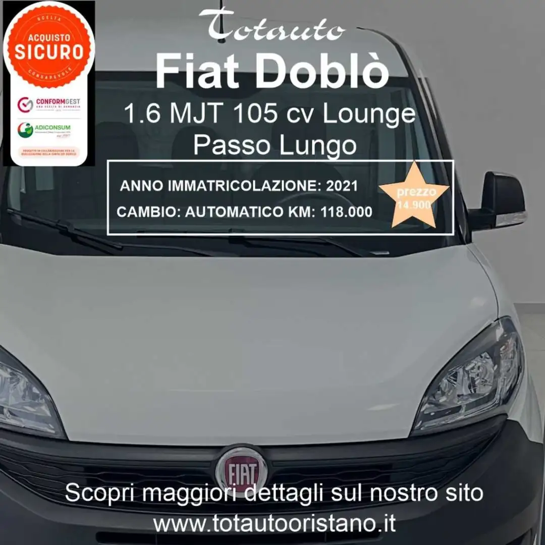 Fiat Doblo Doblò 1.6 MJT 105CV S&S PL-TN Cargo Lounge Blanc - 1