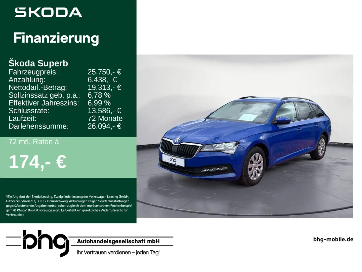 Skoda Superb Combi 1.5 TSI Active DSG PDC hinten LED G Blau - 1