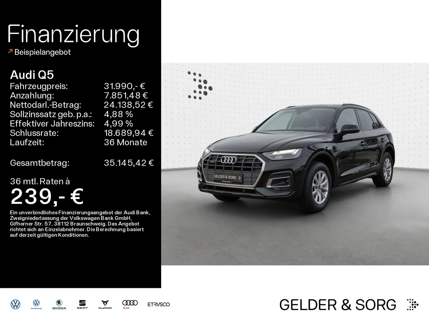Audi Q5 40 TDI quattro LED*Navigation*Virtual Zwart - 1