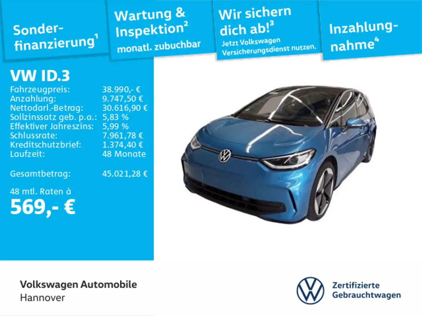 Volkswagen ID.3 Pro S Navi HUD WP ACC LED SHZ PDC Blau - 1