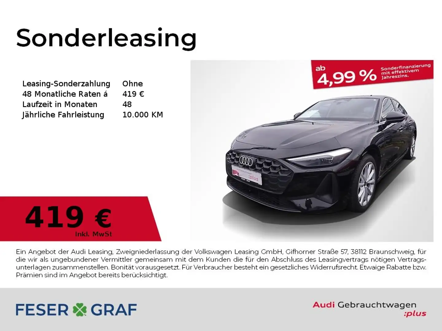 Audi A5 Lim. TFSI qu. ACC RFK Navi PDC SHZ V-Cockpit Schwarz - 1