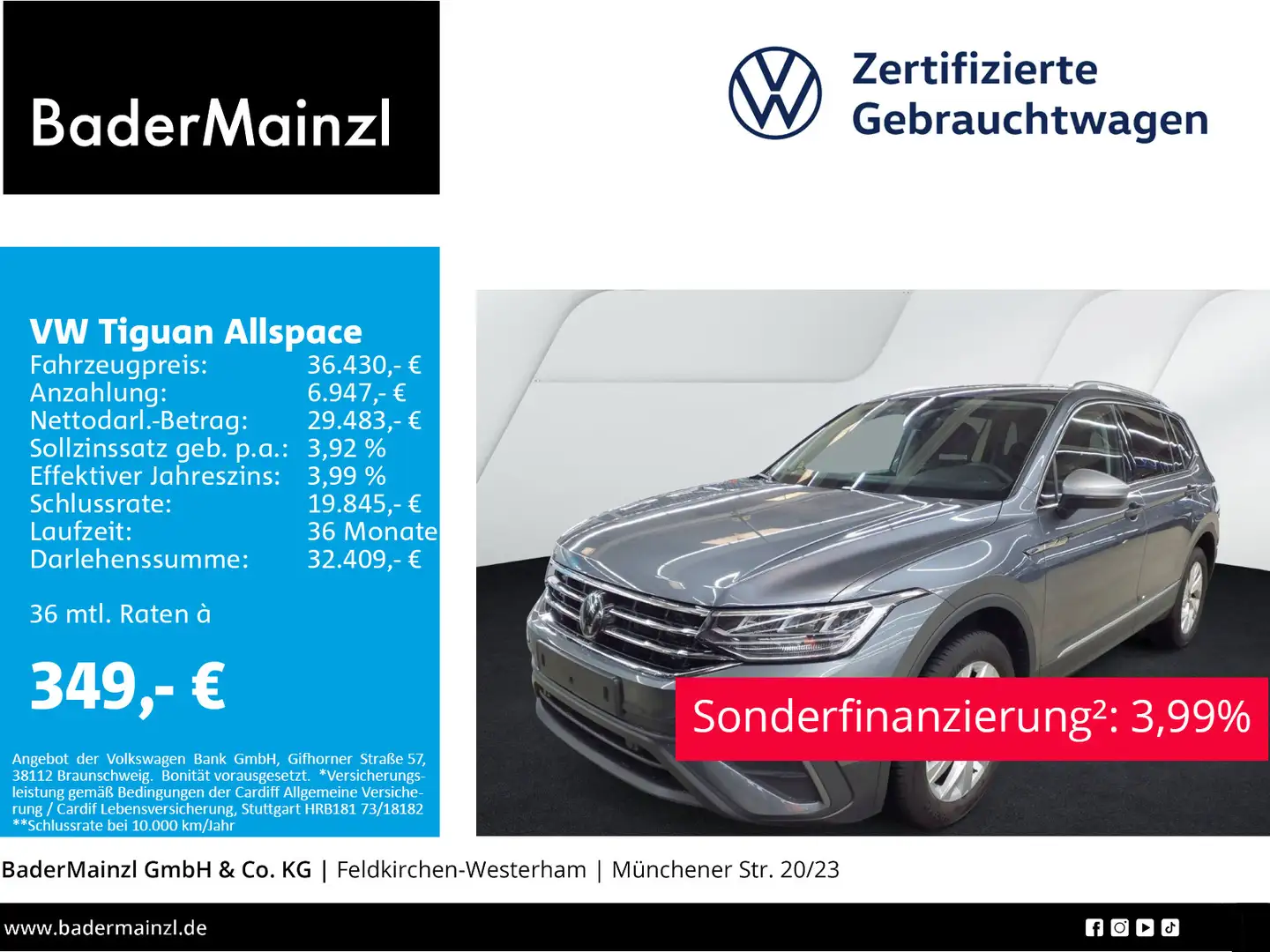 Volkswagen Tiguan Allspace 1.5 TSI DSG Life AHK 7-Sitz Navi Grau - 1