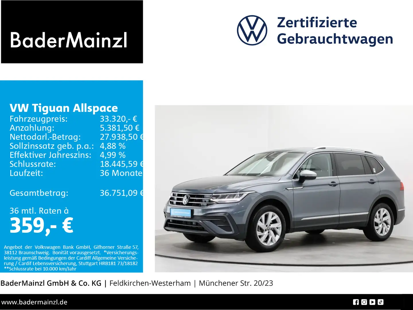 Volkswagen Tiguan Allspace 1.5 TSI DSG Life AHK 7-Sitz Navi Grau - 1