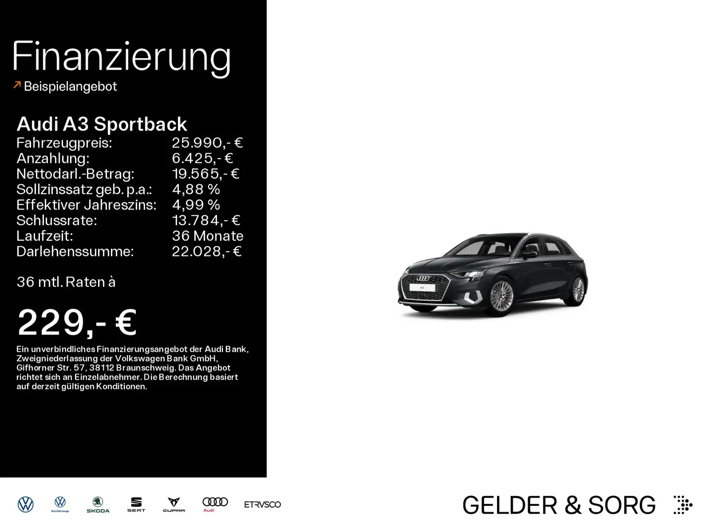 Audi A3 35 TDI Virtual*RFK*Navi*Sound Grau - 1