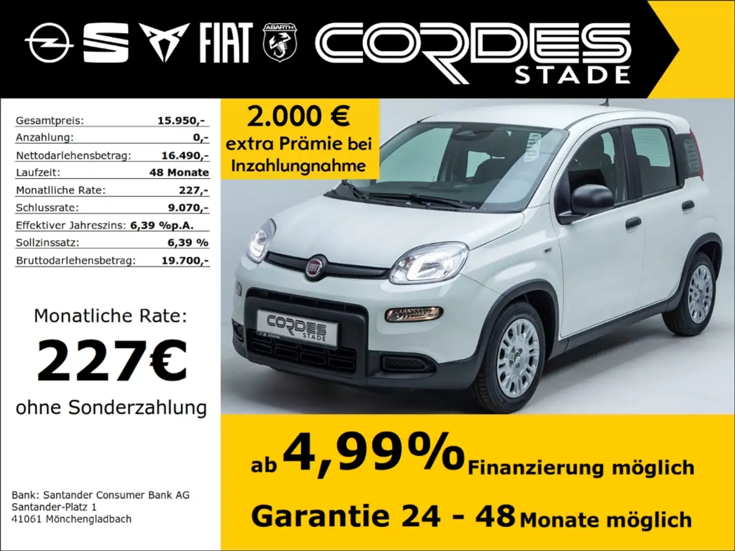 Fiat Panda Pandina City Paket 1.0 Mild Hybrid PDC Klima DAB ( Weiß - 1