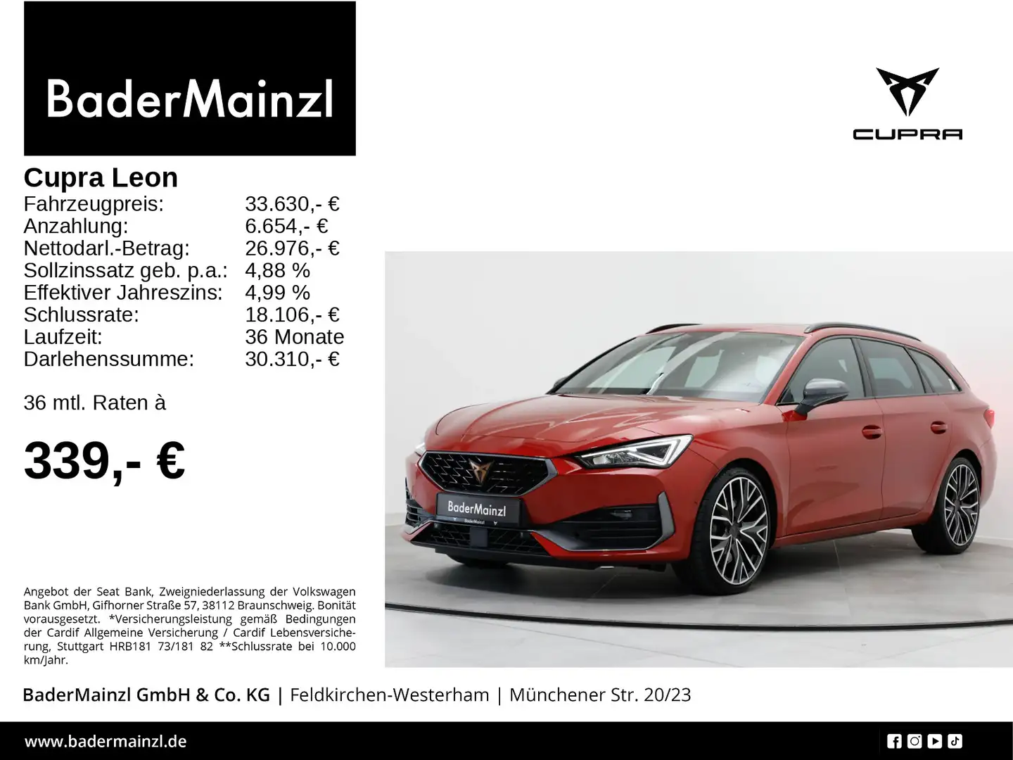CUPRA Leon ST VZ 2.0 TSI 4Drive DSG Pano Beats Kam.ACC Rot - 1