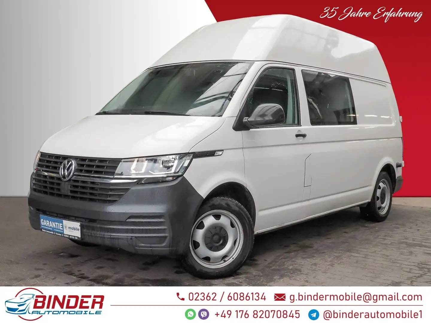Volkswagen T6 Transporter HOCH+LANG 4x4*6 SITZE*StHZ*REGALE Weiß - 1