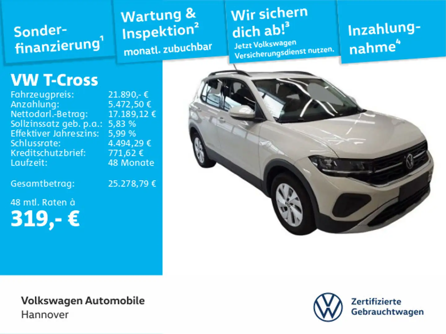Volkswagen T-Cross 1.0 TSI Life Navi Kamera ACC LED Dig.Coc Grau - 1