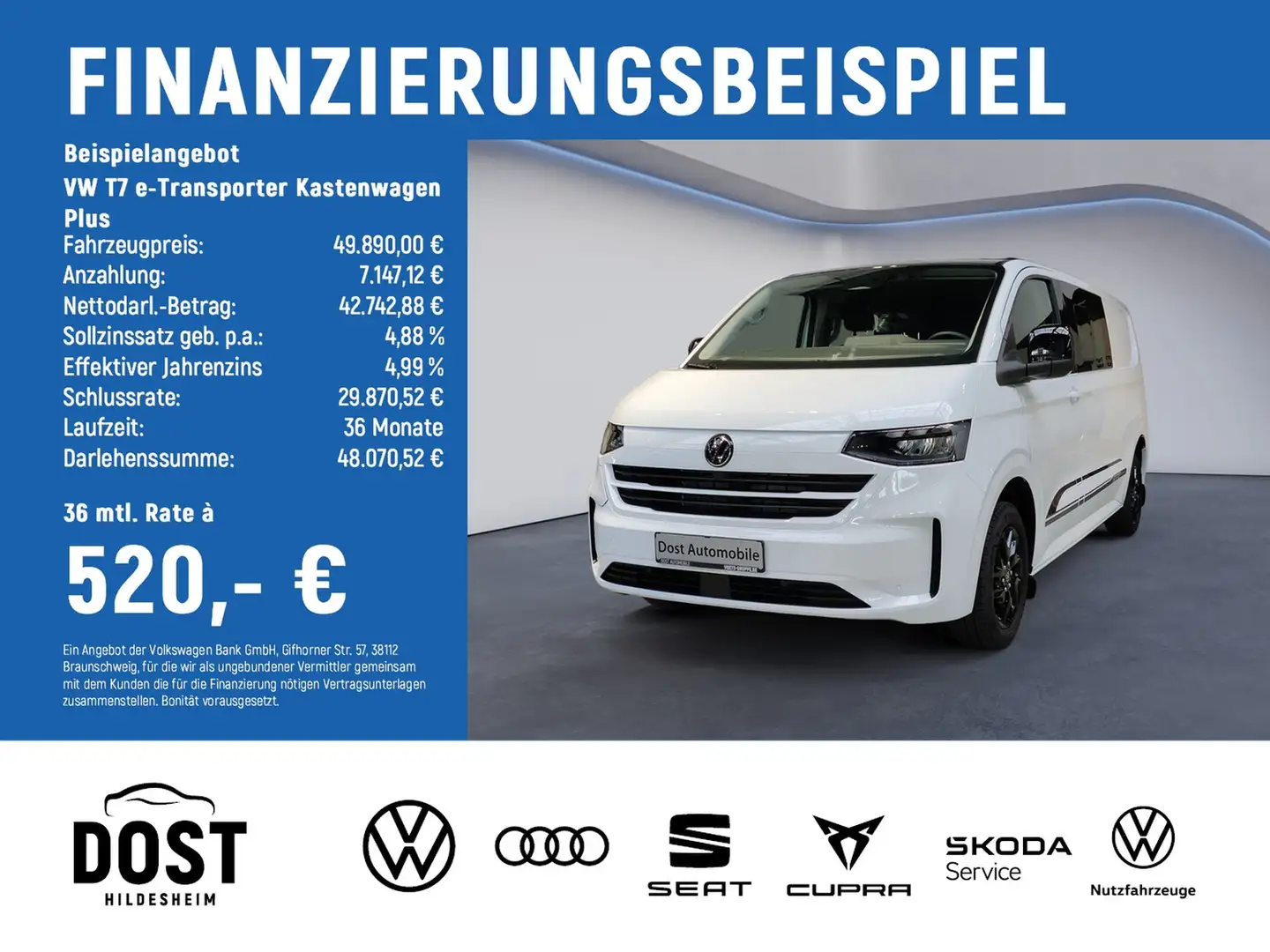 Volkswagen Transporter Kastenwagen Plus Edition 6 Sitze Weiß - 2