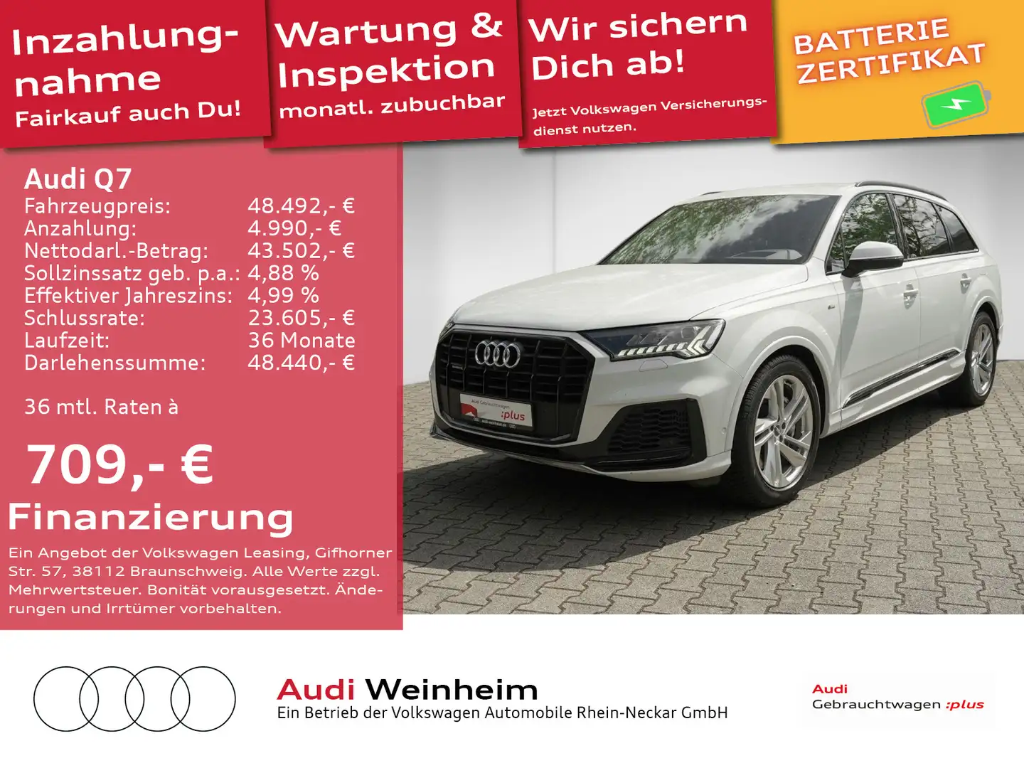 Audi Q7 55 TFSIe quattro Black-Paket S-line HD-Matrix Weiß - 1