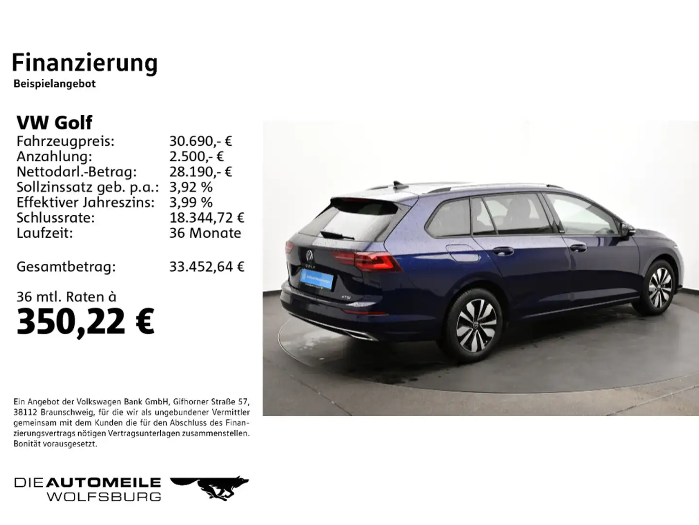Volkswagen Golf Variant Golf 8 VIII Variant 1.5 eTSI DSG Move Pano/AHK/M Bleu - 2
