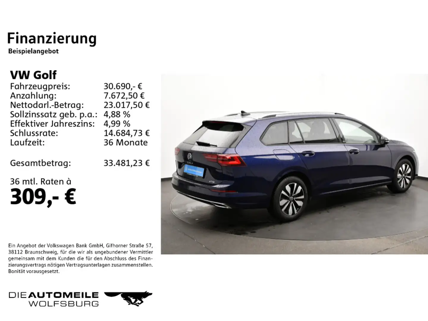 Volkswagen Golf Variant Golf 8 VIII Variant 1.5 eTSI DSG Move Pano/AHK/M Blau - 2