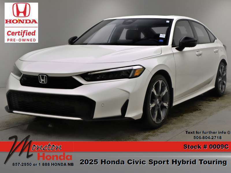 White 2025 Honda Civic Hybrid Sedan Front-Wheel Drive Automatic