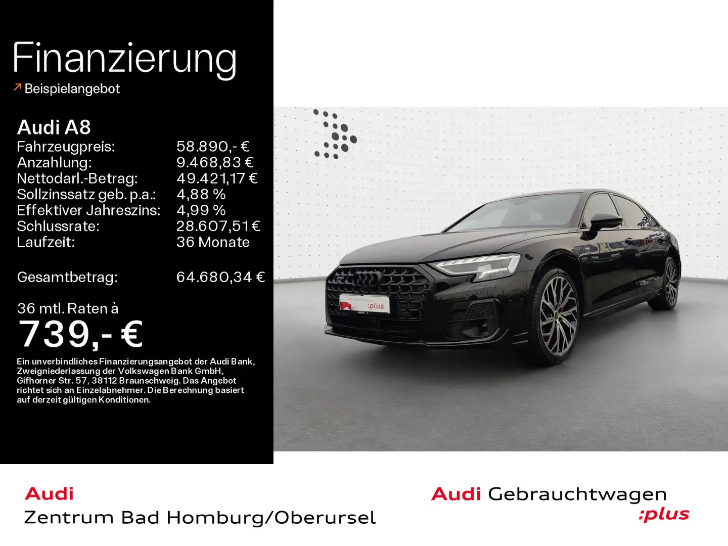 Audi A8 Lang 50 TDI quattro S line*Navi*Matrix*B&O*HU Noir - 1