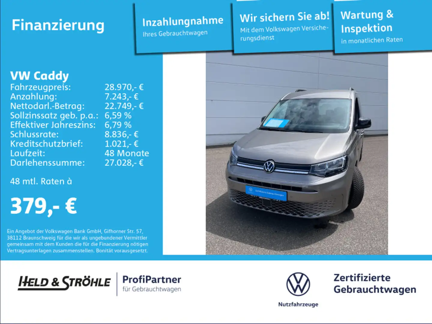 Volkswagen Caddy Life 1.5 TSI R-KAM PDC SHZ NAV-VORB. Beige - 1
