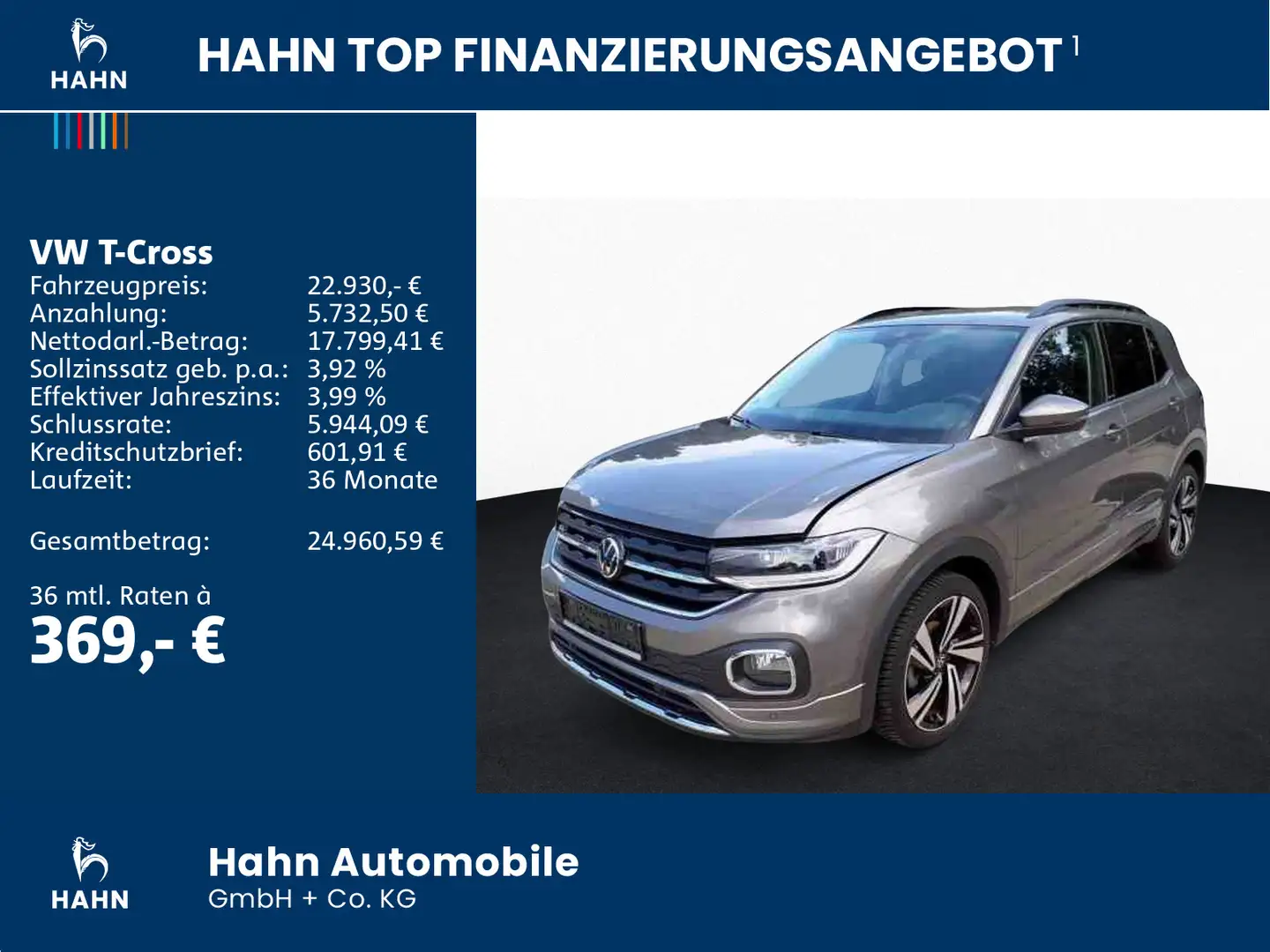 Volkswagen T-Cross 1.0TSI DSG Life Active LED Navi ACC APP Grau - 2