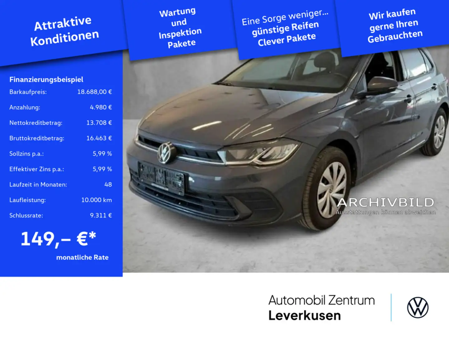 Volkswagen Polo Life LED VIRT SHZ PDC KLIMA Grau - 1