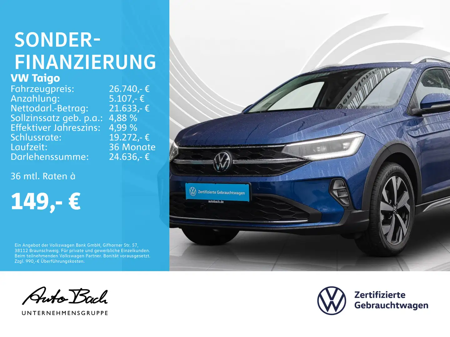 Volkswagen Taigo 1.0 TSI "Style" DSG Navi LED Digital Cockp Blauw - 1