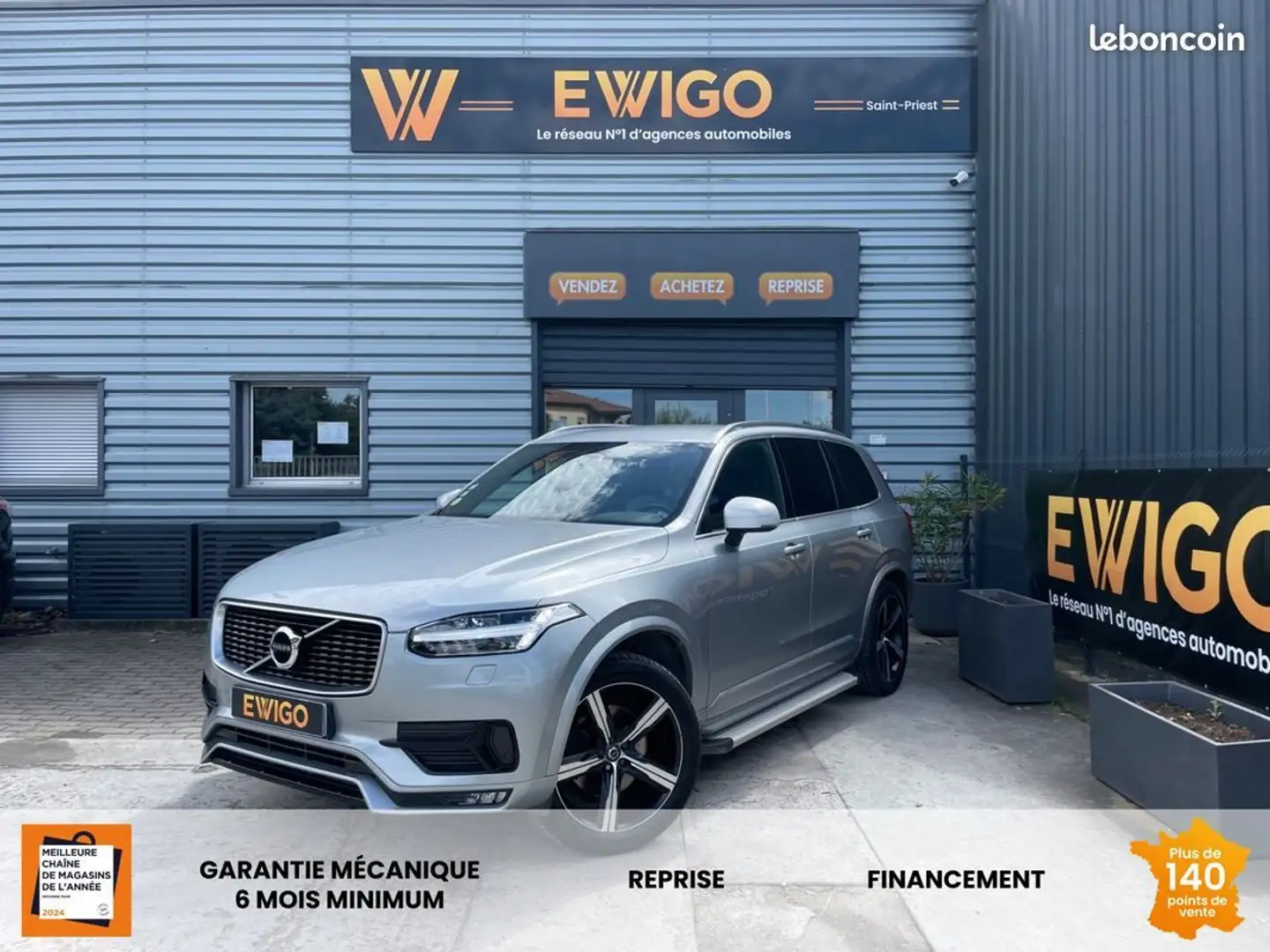 Volvo XC90 2.0 d5 240ch r-design 4x4 entretien sièges chauffants et électriques Gris - 1
