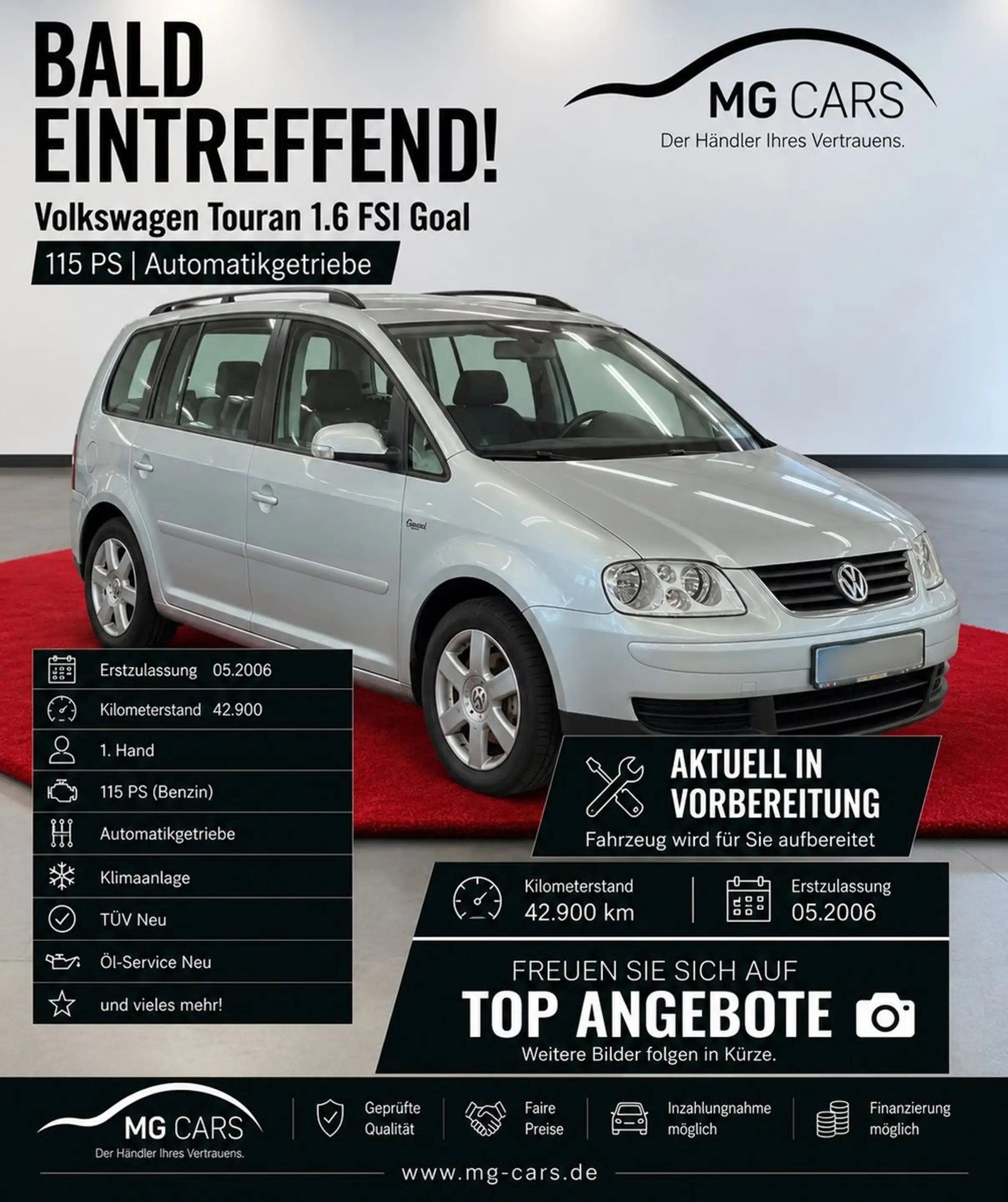 Volkswagen Touran Goal 1.6~Automatik~1.Hand~43TKM~Klima~Top