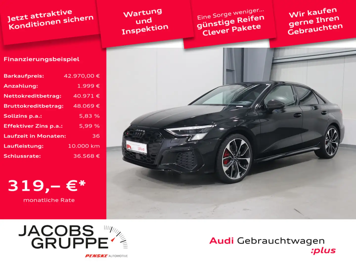 Audi S3 Limousine 2.0 TFSI quattro B&O*Panorama*Kamera * Schwarz - 1