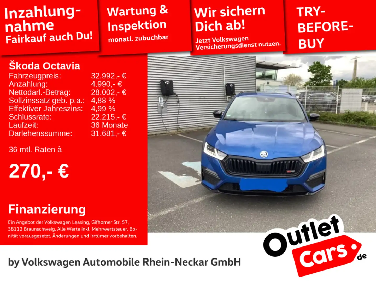Skoda Octavia Combi RS 2.0 TSI DSG LED Navi Standheizu Blau - 1