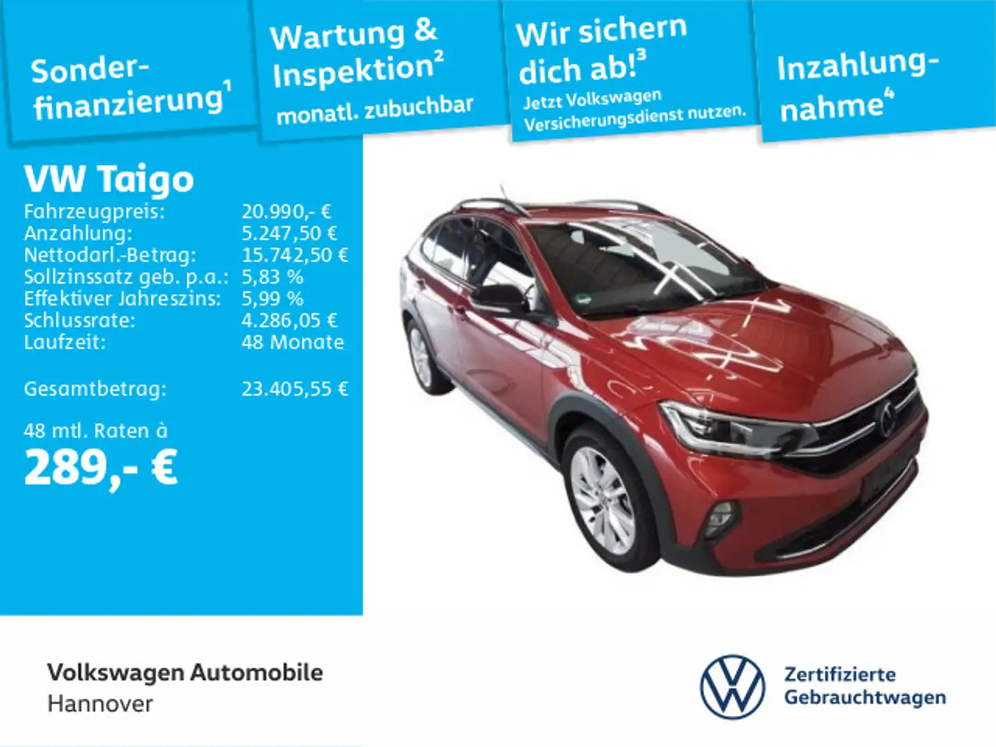 Volkswagen Taigo 1.0 TSI Move ACC Kamera DigCockpit PDC SHZ Rot - 1