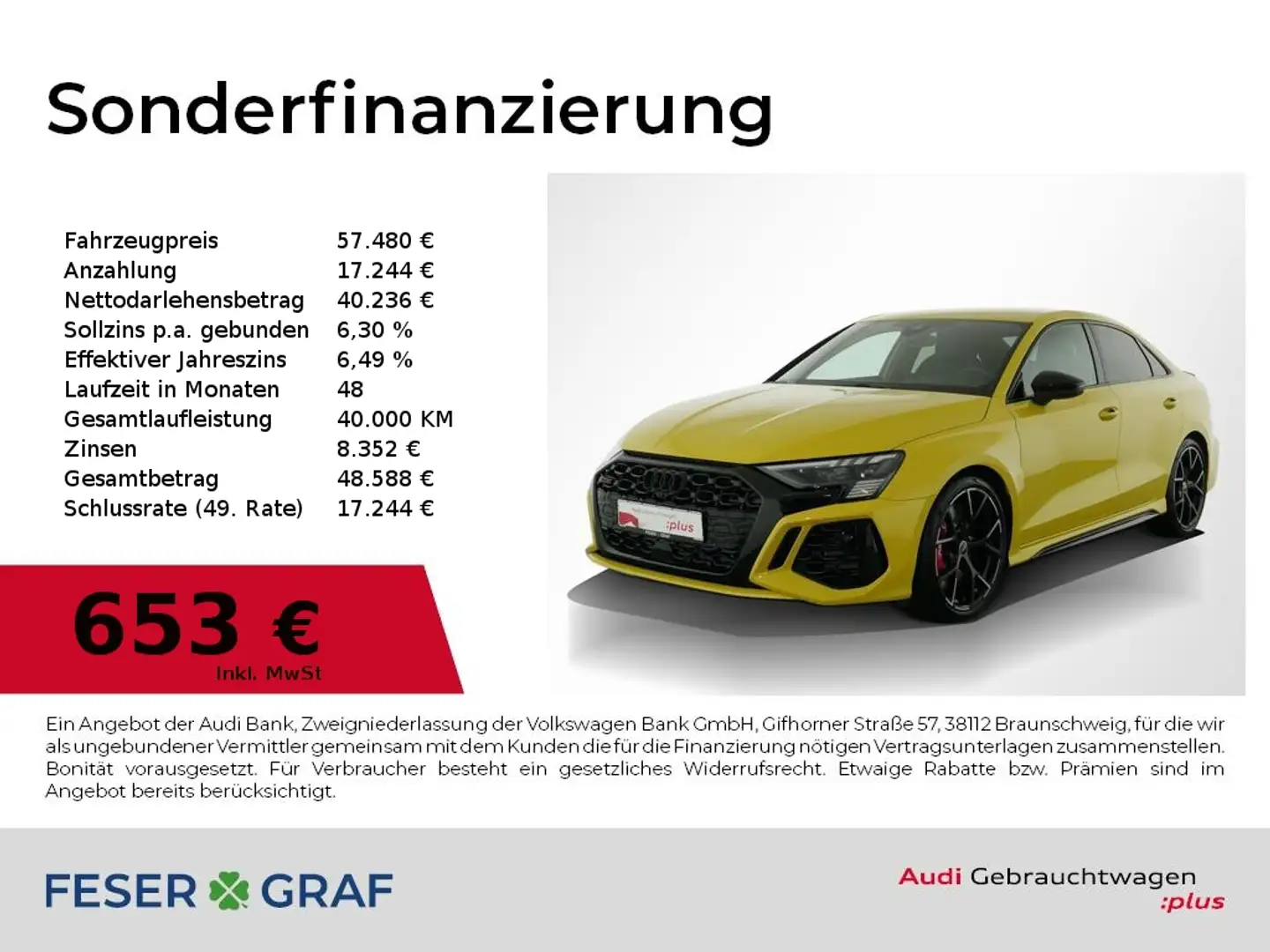 Audi RS3 Lim HUD,RS-Sportabg,Matrix,B&O,Kameras,Leder Gelb - 1