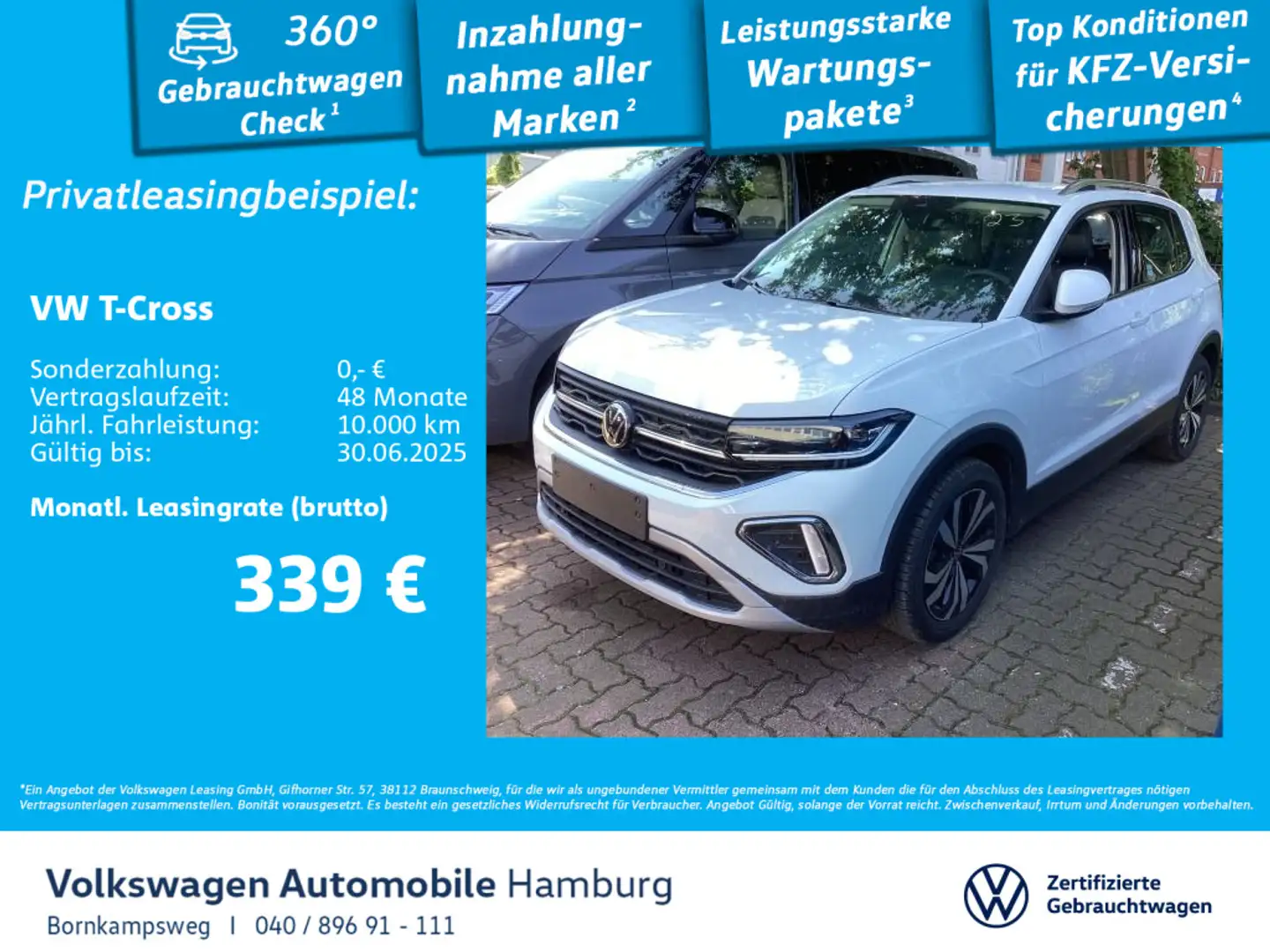 Volkswagen T-Cross 1.0 TSI Style DSG AHK Navi Rückfkamera I Weiß - 1