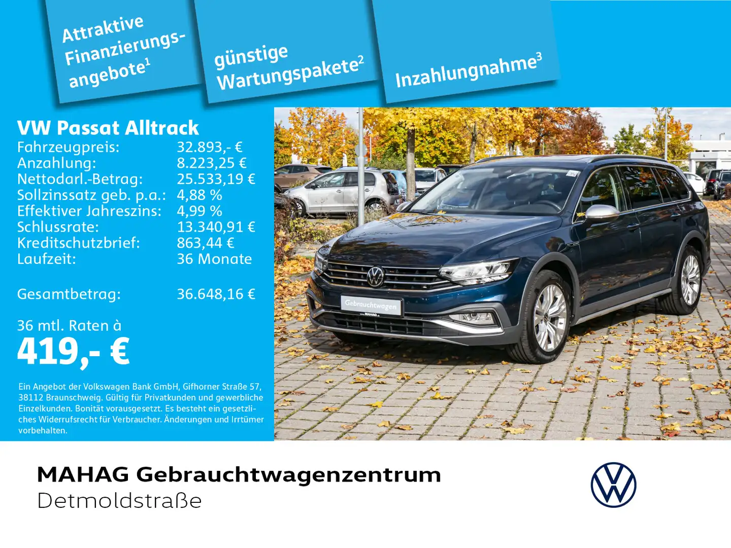 Volkswagen Passat Alltrack 2,0 TDI 4MOT AHK Pano LED Navi P Blau - 1