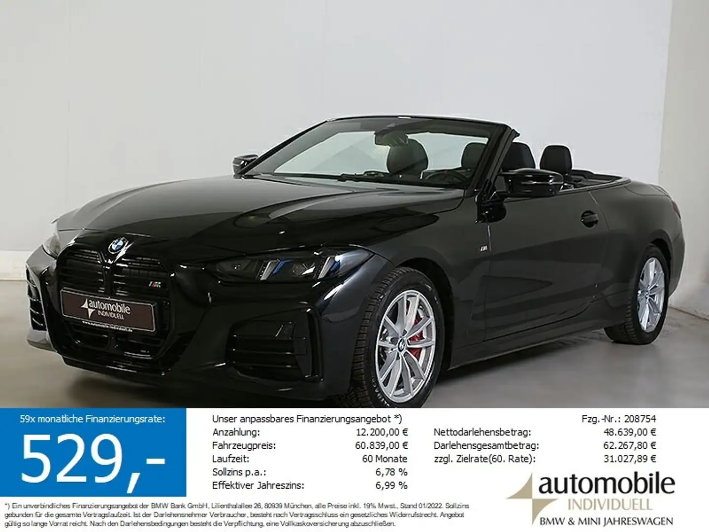 BMW 440 Mi xDr. Cabrio M Sport Pro Standh H&K HuD ACC Schwarz - 1