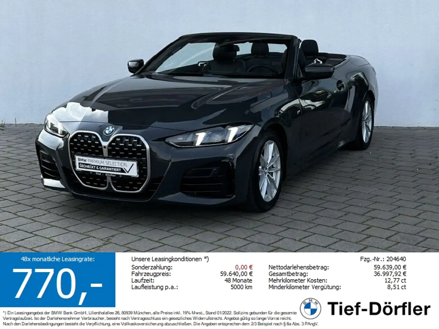 BMW 430 i xDr SAG M Sport AHZ/LED+7ACC/360/NACKEN/LHZ Grau - 1
