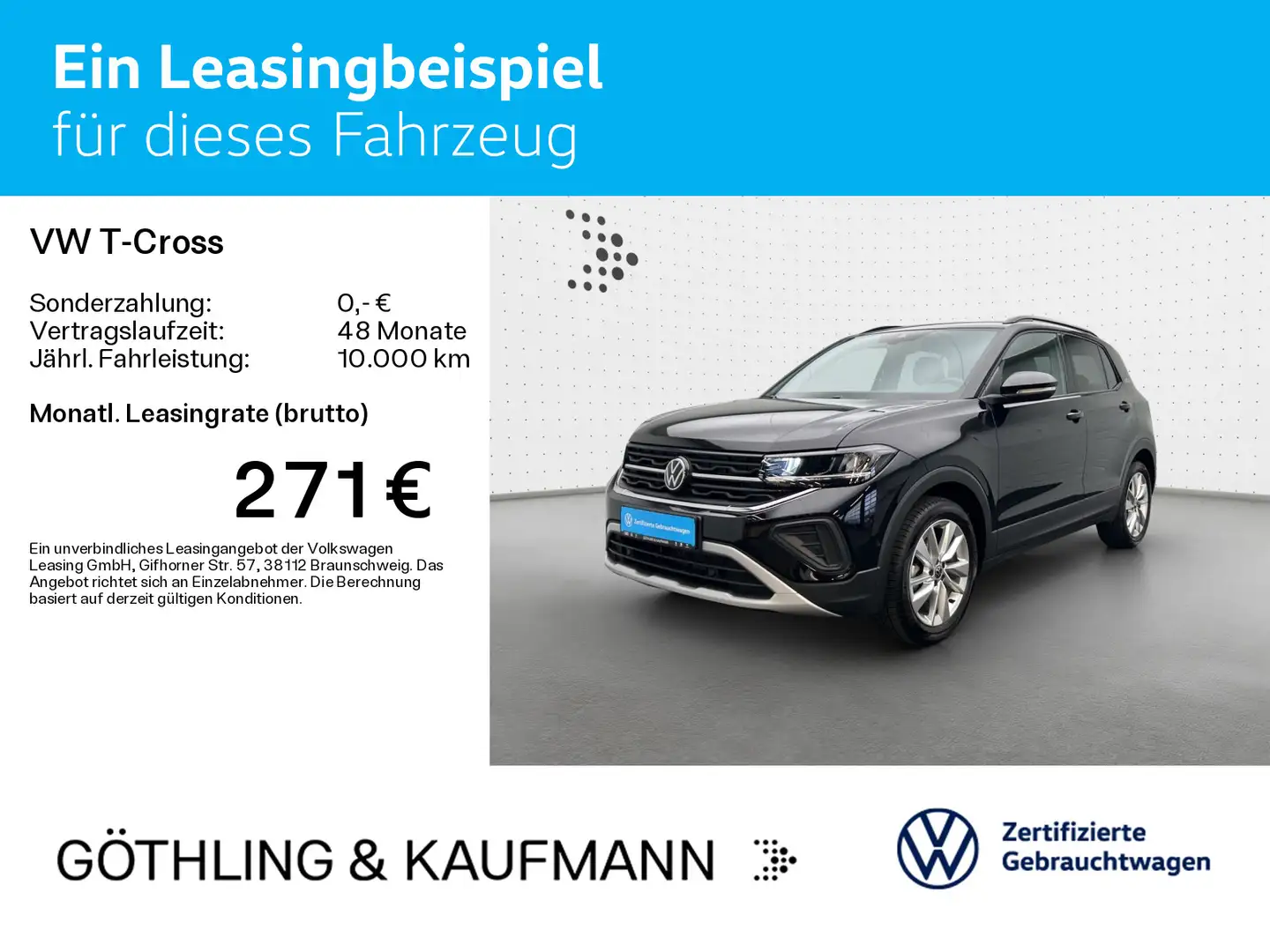 Volkswagen T-Cross Life GOAL 1.0 TSI DSG*NAVI*AHK*SHZ*ACC*P Schwarz - 2