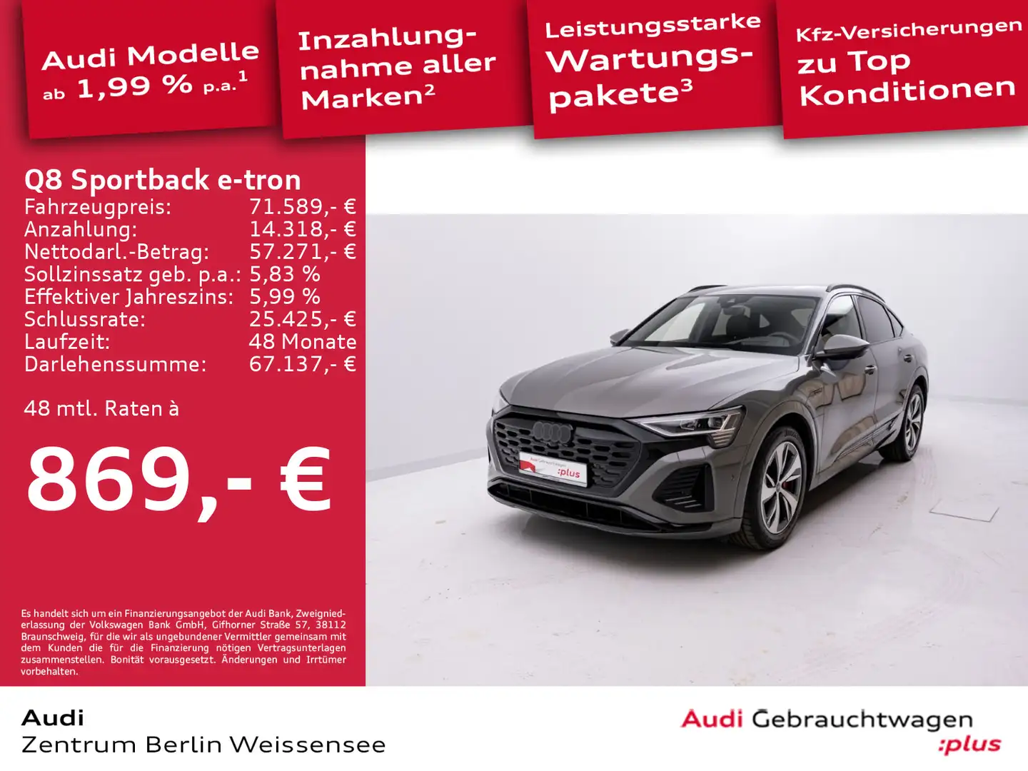 Audi Q8 e-tron 55*QUA*S-LINE*MATRIX*AHK*HUD Grau - 1