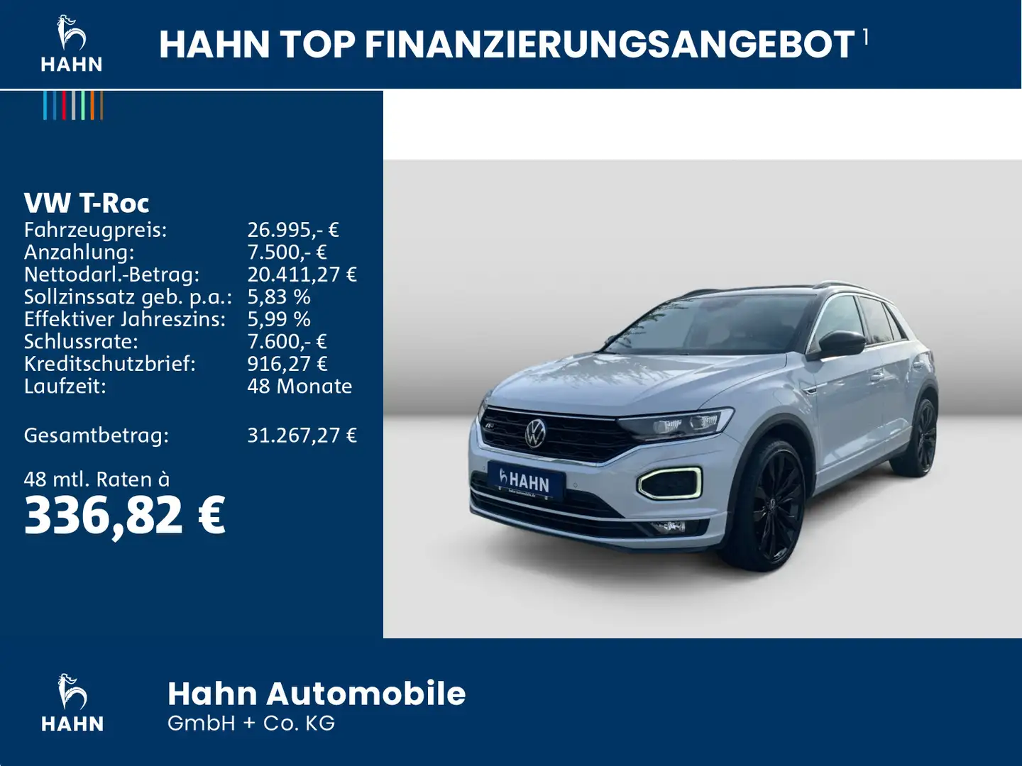 Volkswagen T-Roc 1.5TSI R-Line DSG ACC Cam Navi Climatr LED Weiß - 2