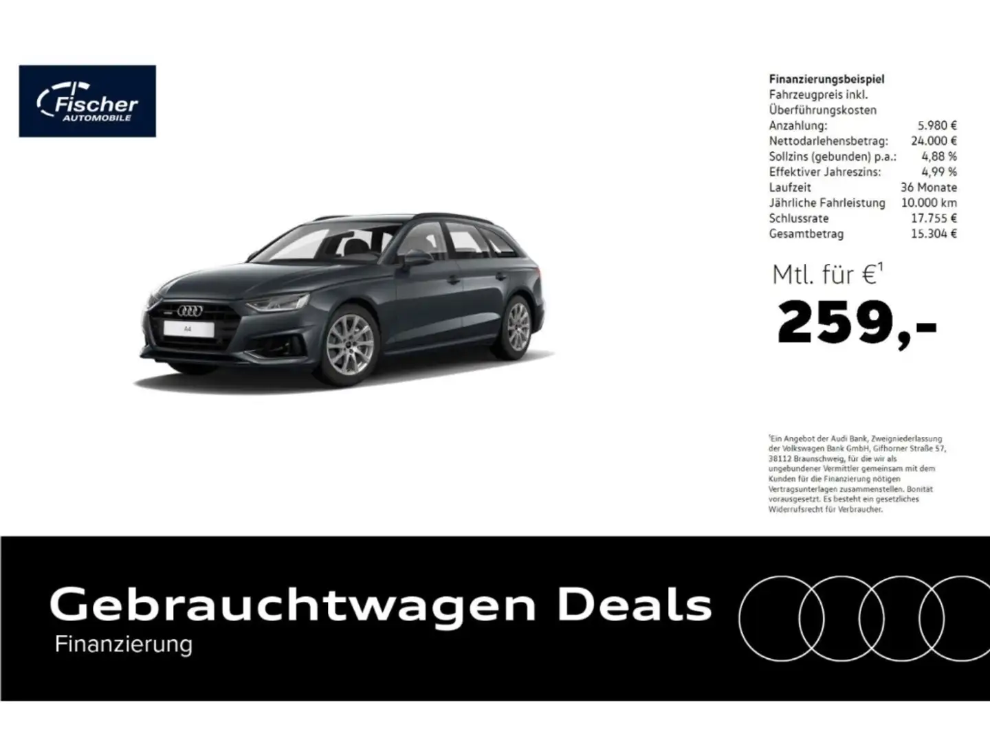 Audi A4 Avant 40 TDI quattro advanced Grau - 1