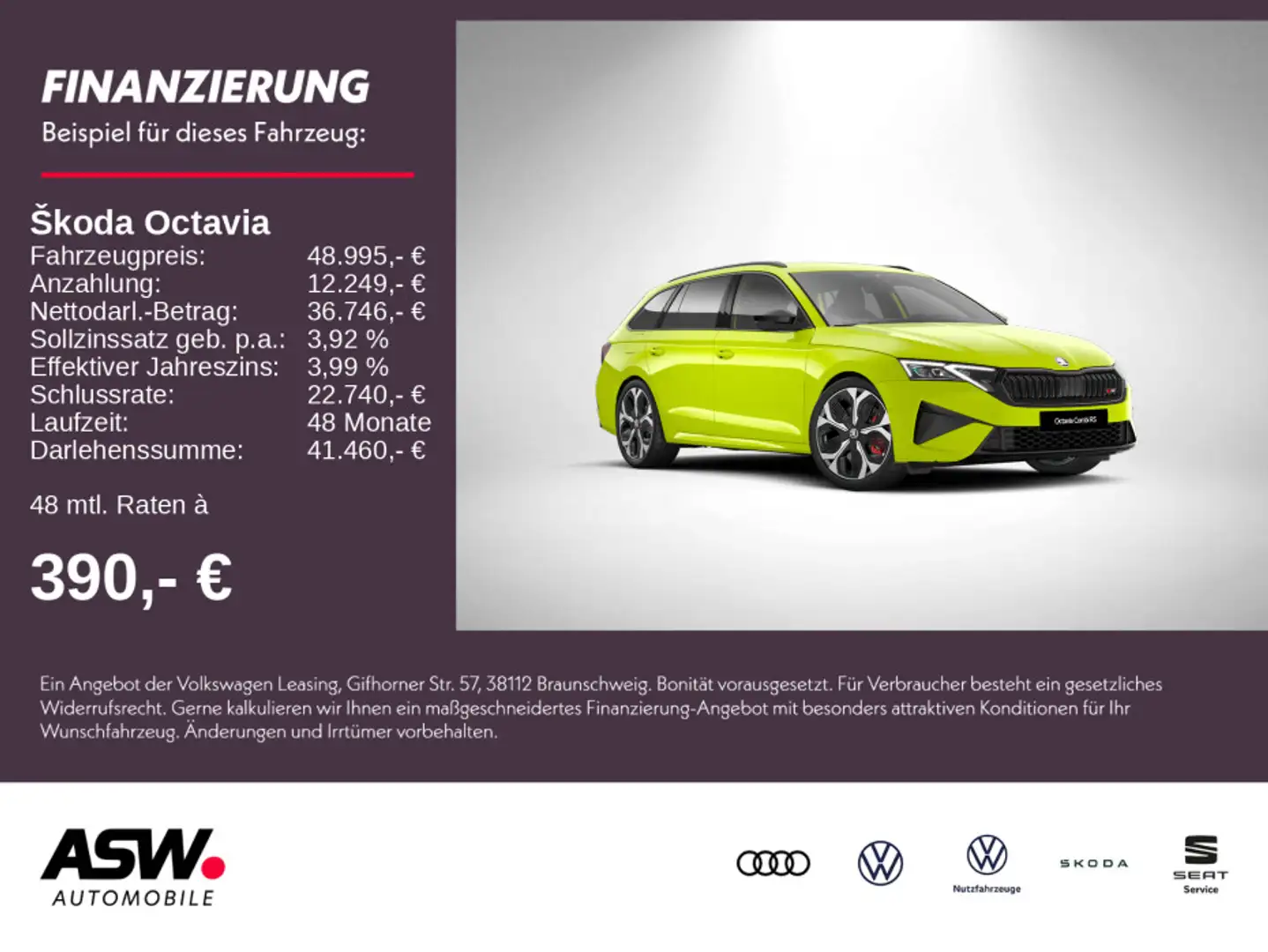Skoda Octavia Combi RS 2,0 TSI 265PS DSG 360° ACC AHK Grün - 1
