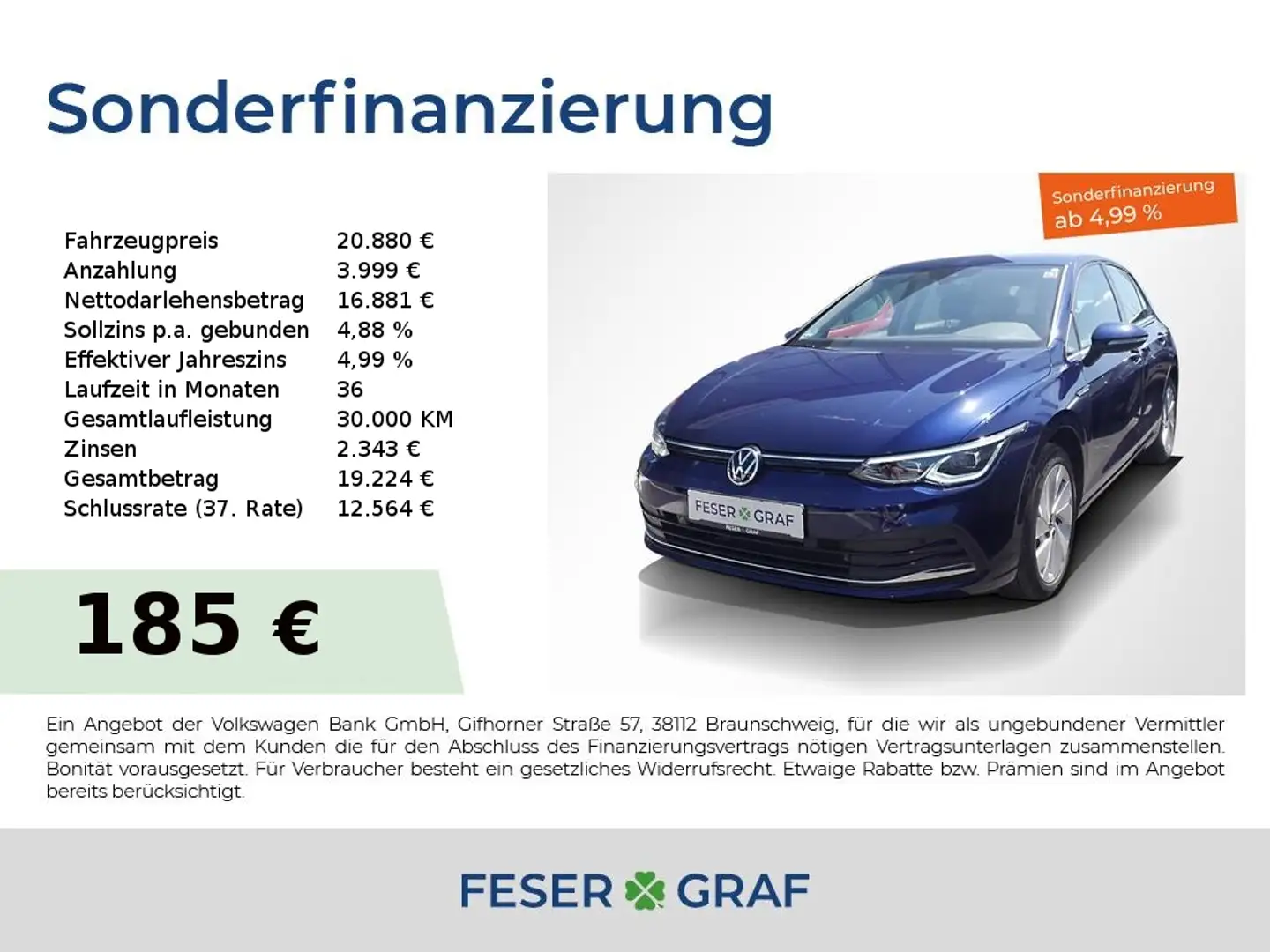 Volkswagen Golf VIII Style 1.5 eTSI DSG R-Kamera Navi ACC Blauw - 1