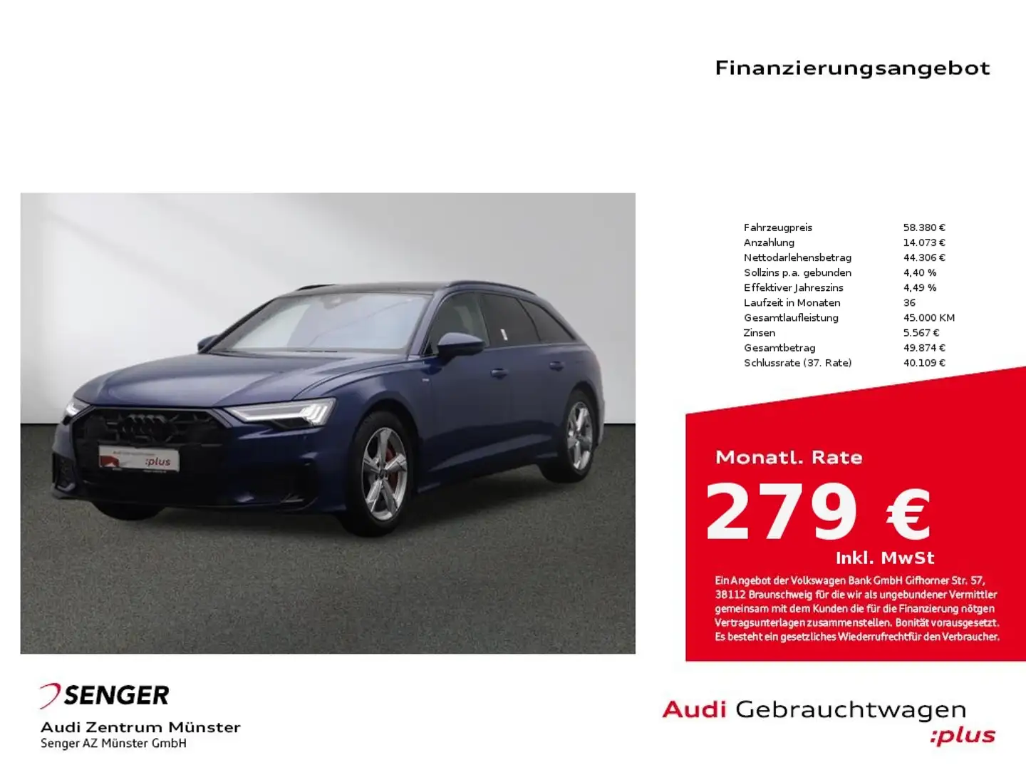 Audi A6 Avant 55 TFSI e Design quattro Matrix Standh. Blau - 1