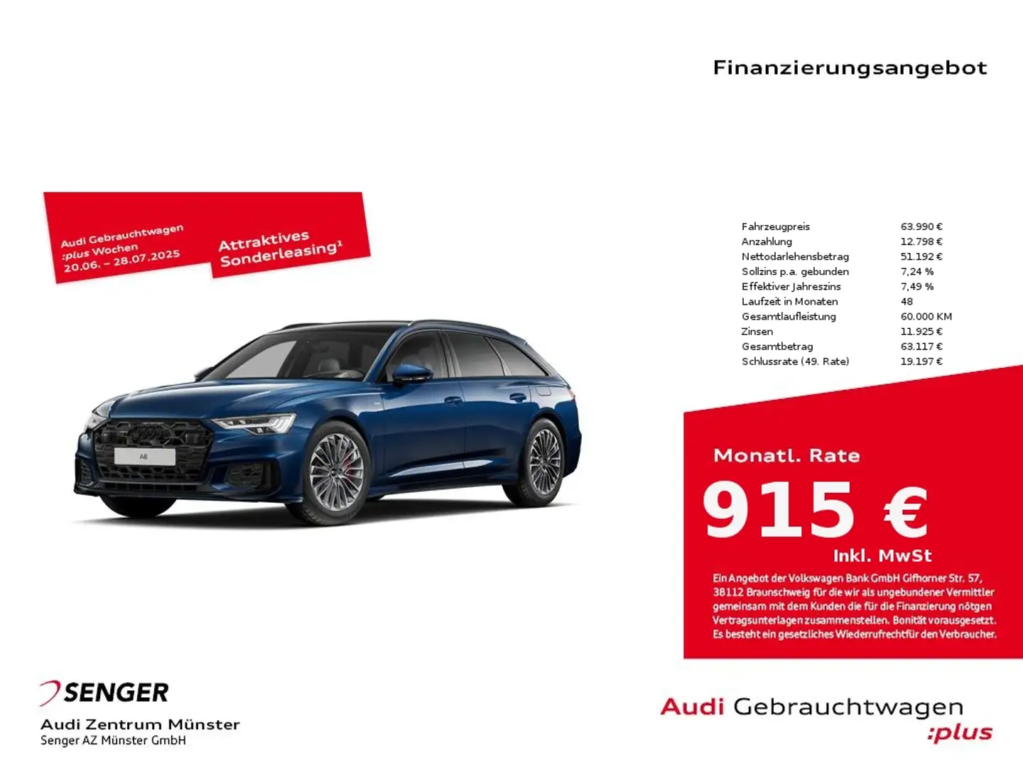 Audi A6 Avant 55 TFSI e Design quattro S tronic Matrix Pan Blau - 1