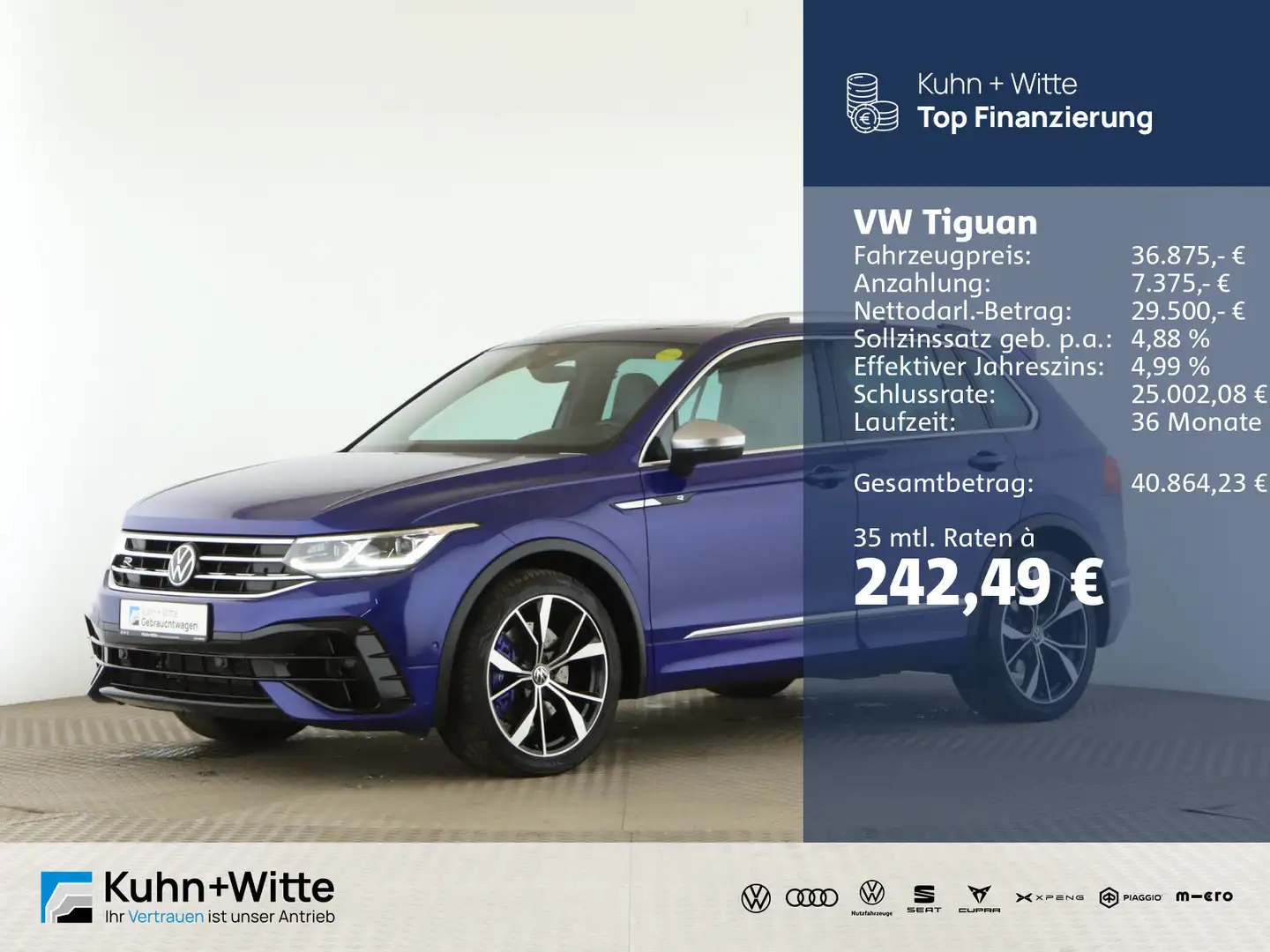 Volkswagen Tiguan 2.0 TSI R 4 M *Pano*AHK*LED*RFK*Navi* Blau - 1